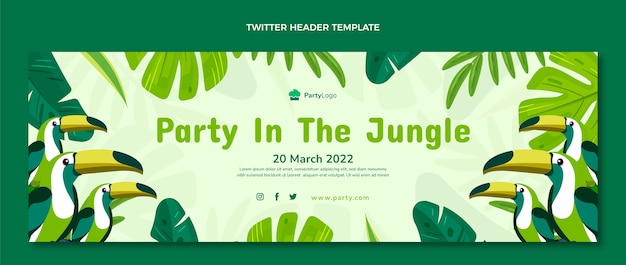 Cabecera de twitter de cumpleaños de la selva dibujada a mano