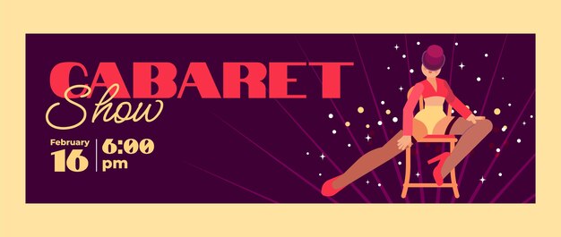 Cabecera de twitter de espectáculo de cabaret de diseño plano