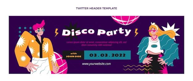 Vector gratuito cabecera de twitter de fiesta disco dibujada a mano