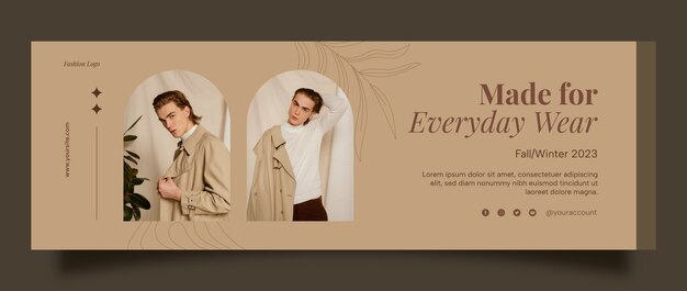 Cabecera de twitter de tendencias de moda de diseño plano