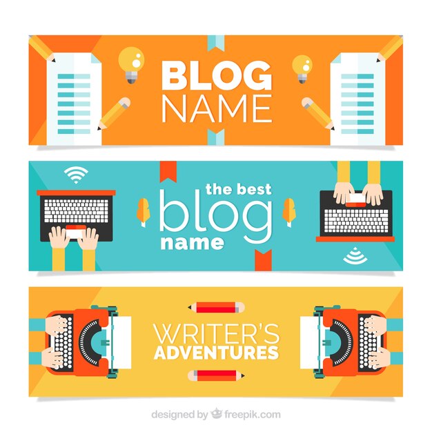 Cabeceras de blog en diseño plano 