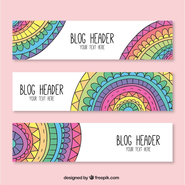 Vector gratuito cabeceras para blog con mandalas de colores