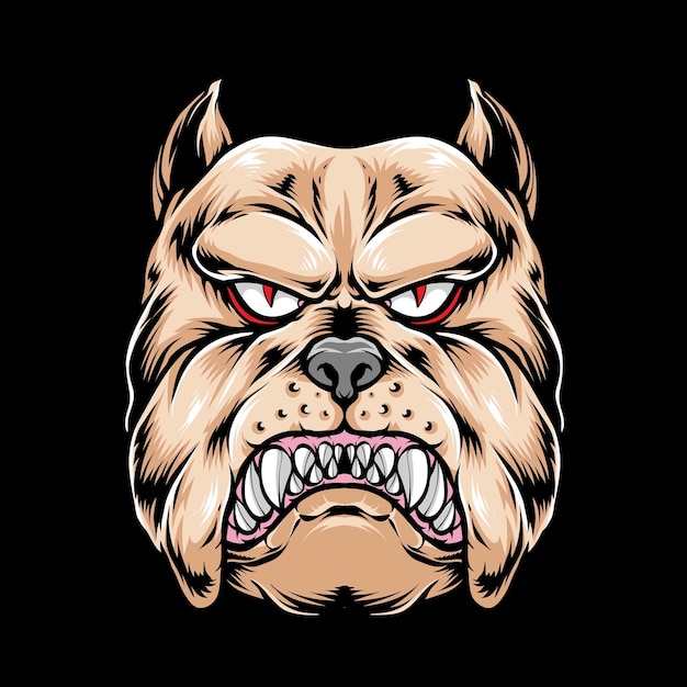 Cabeza de Bulldog aislada en negro