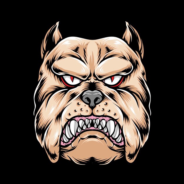 Cabeza de Bulldog aislada en negro