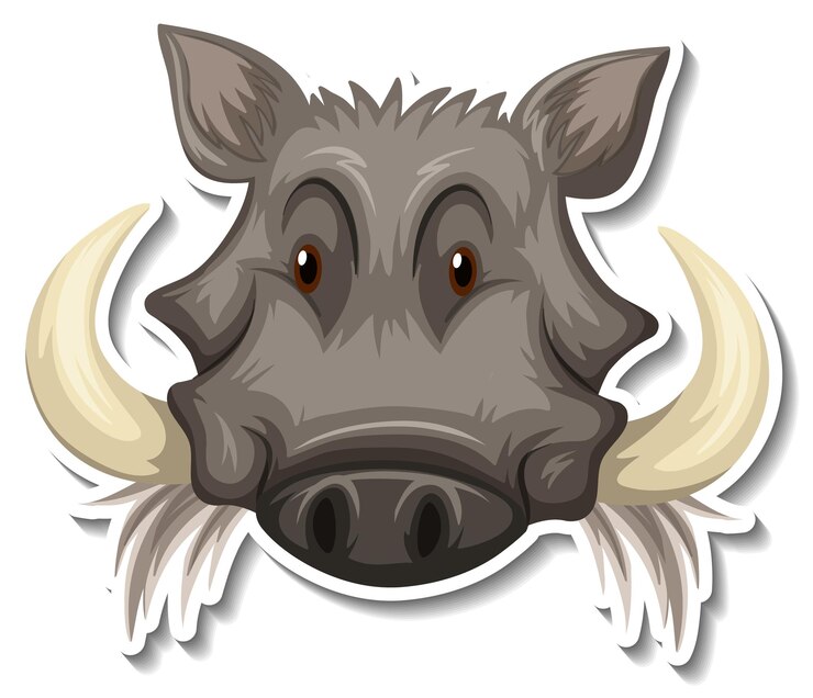 Vector gratuito cabeza de dibujos animados de animales de jabalí pegatina