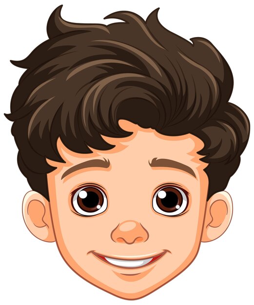 Cabeza de dibujos animados de niño aislado
