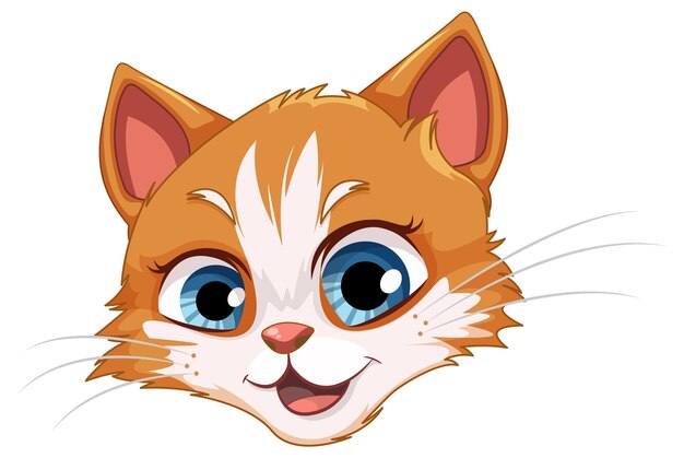 Una cabeza de gato naranja con llamativos ojos azules