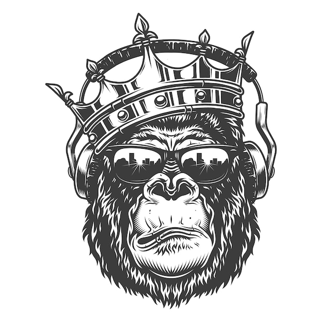 Cabeza de gorila en estilo monocromo