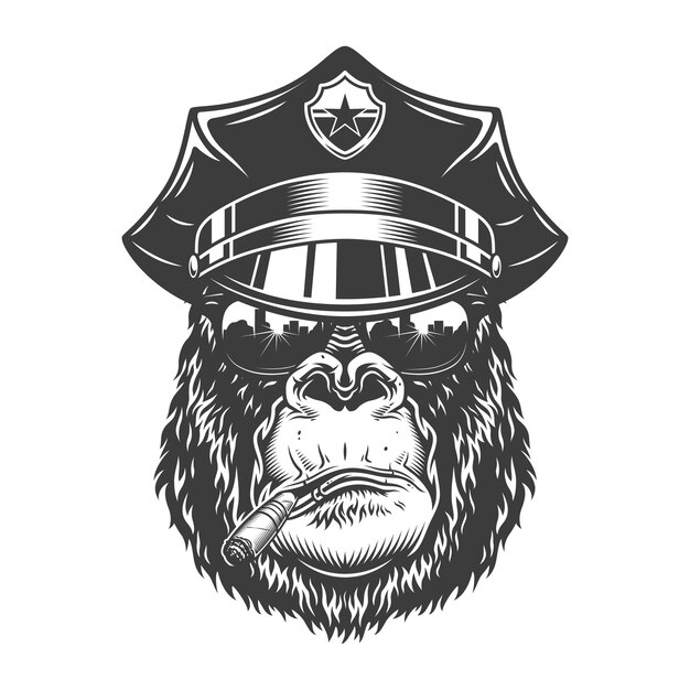 Cabeza de gorila en estilo monocromo