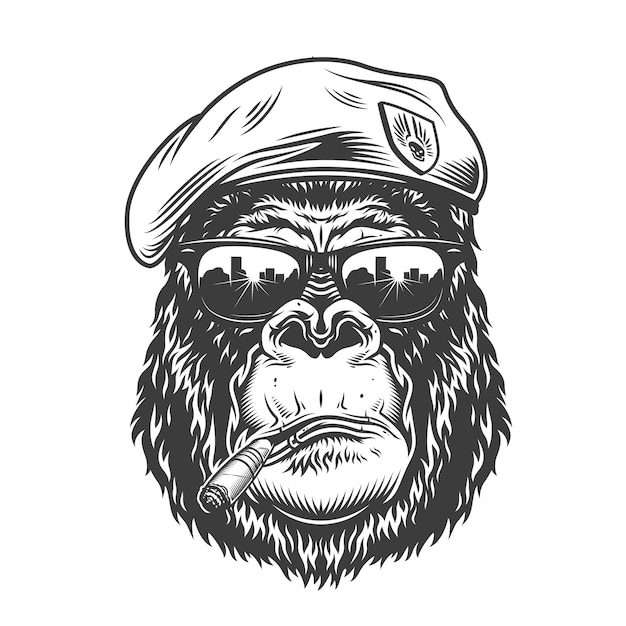 Cabeza de gorila en estilo monocromo