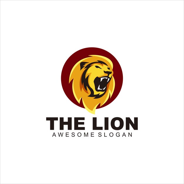 cabeza de león logotipo colorido vector ilustración mascota
