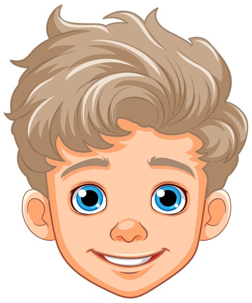 Cabeza de niño de dibujos animados aislado