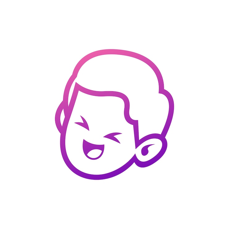 Vector gratuito cabeza de niño lineart moderno o logotipo de contorno