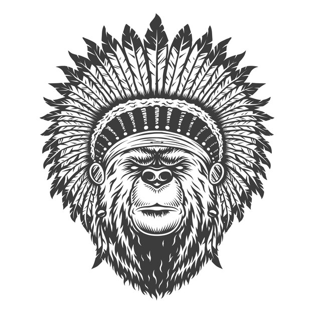 Cabeza de oso jefe indio vintage