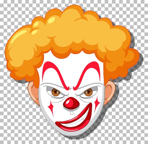 Cabeza de payaso aterrador en el fondo de la cuadrícula