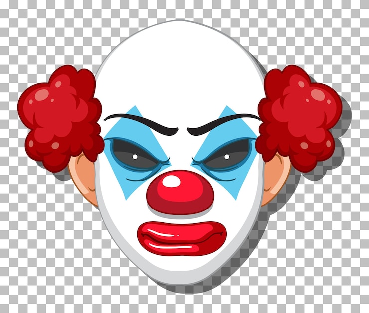Vector gratuito cabeza de payaso aterrador en el fondo de la cuadrícula