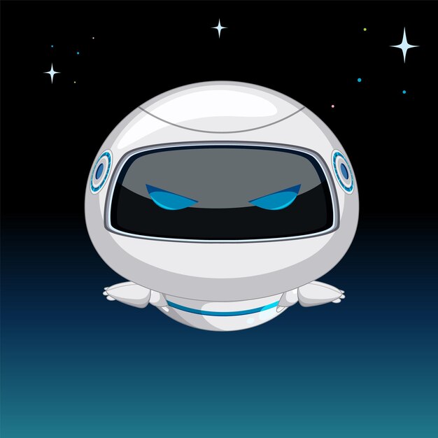 Cabeza de robot futurista en el espacio