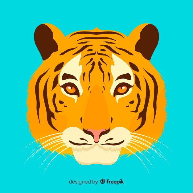 Cabeza de tigre en diseño plano