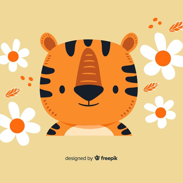Cabeza de tigre en diseño plano