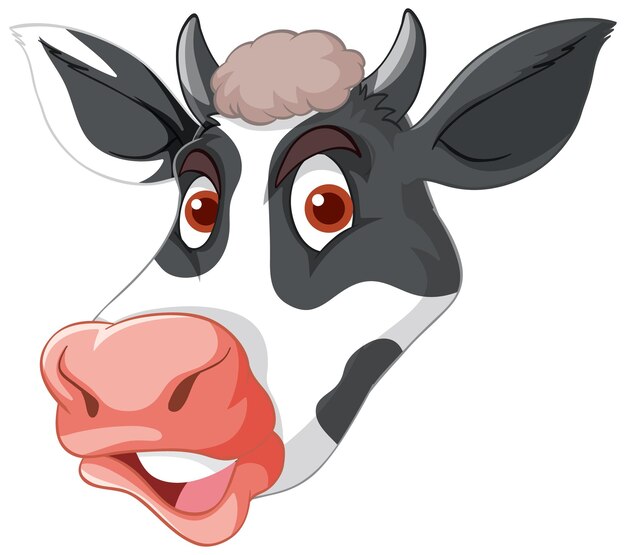 Cabeza de vaca blanca y negra al estilo de los dibujos animados