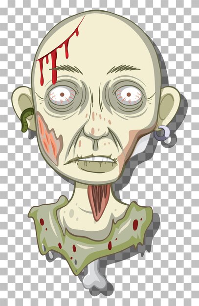 Cabeza de zombi espeluznante en el fondo de la cuadrícula