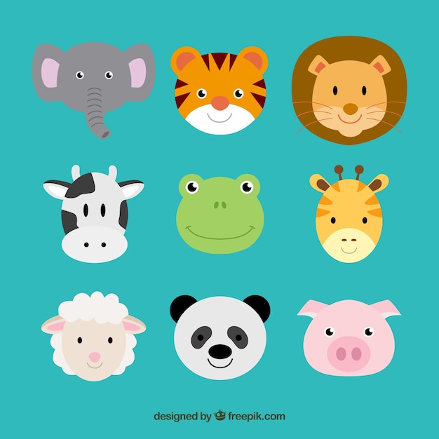 Cabezas de animales lindos