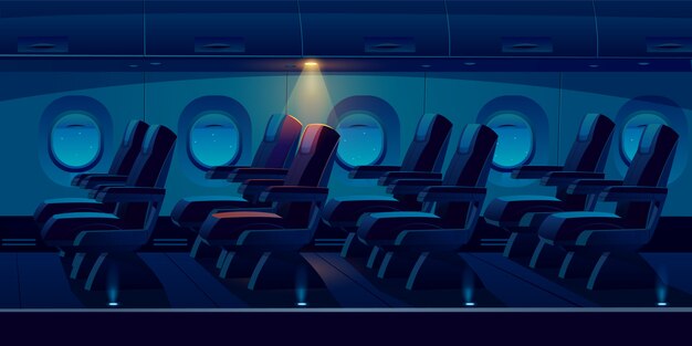 Cabina de avión por la noche