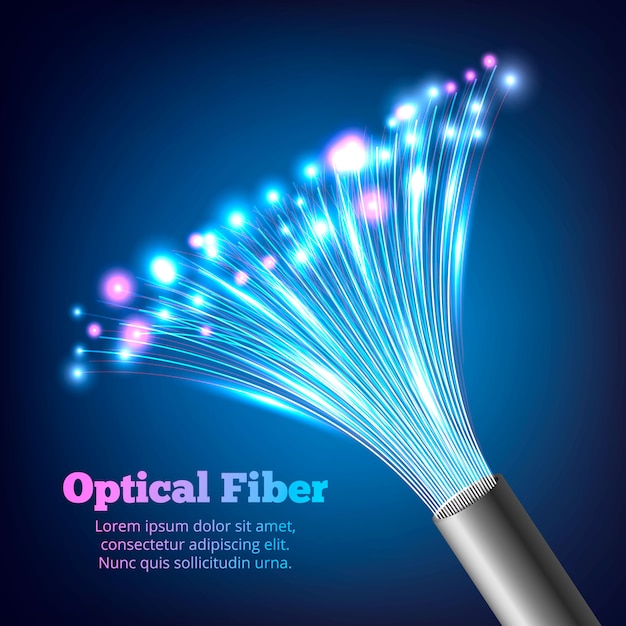 Cables eléctricos Fibras ópticas Composición realista