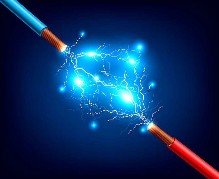 Vector gratuito cables eléctricos relámpago composición realista
