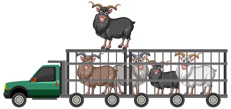 Vector gratuito las cabras transportadas en una camioneta