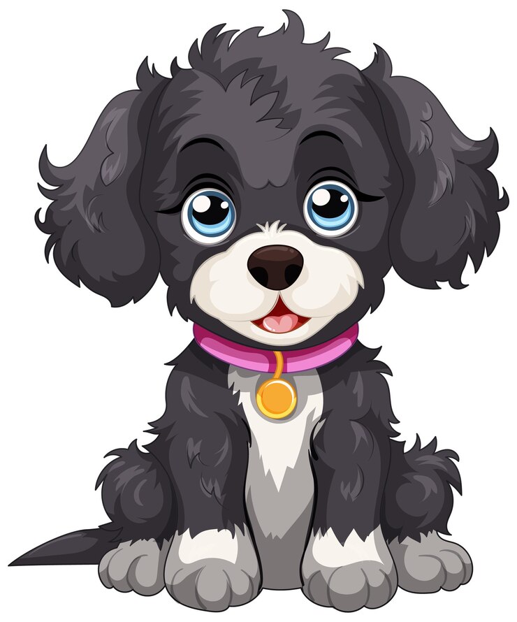 Vector gratuito cachorro adorable con ojos azules brillantes