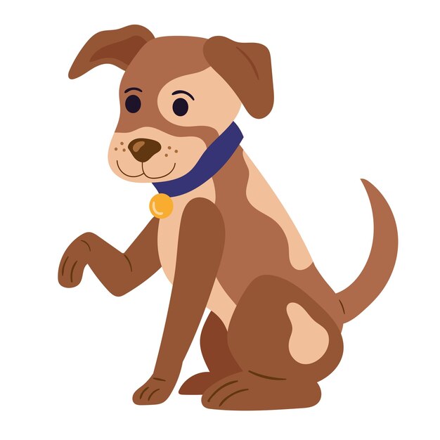 Cachorro de dibujos animados sonriente sentado
