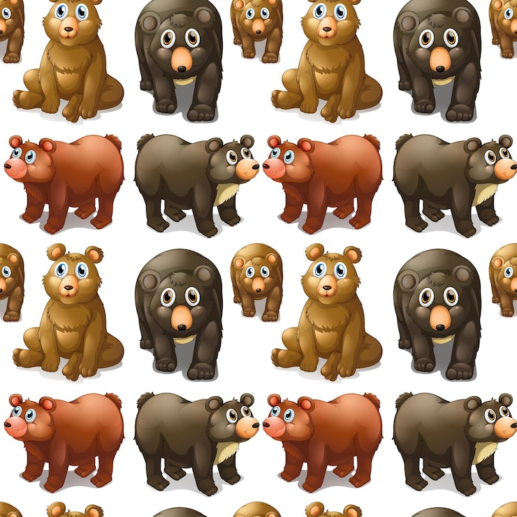 Vector gratuito cachorros y osos lindos inconsútiles
