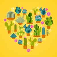 Vector gratuito cactus en forma de corazón.