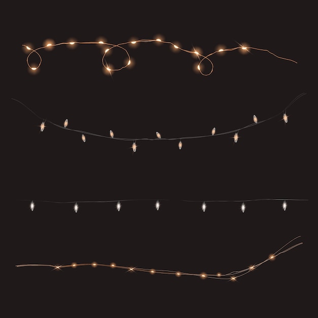 Vector gratuito cadena de elementos de luz sobre fondo marrón oscuro