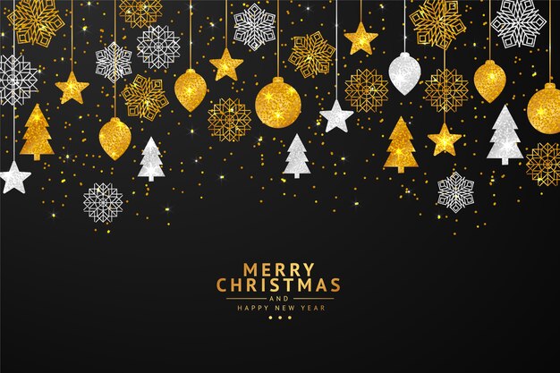 Cadena linda enciende el fondo de Navidad con efecto de brillo