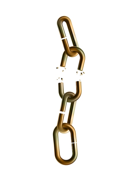 Cadena de oro composición realista de romper segmentos de cadena de oro en la ilustración de vector de fondo en blanco
