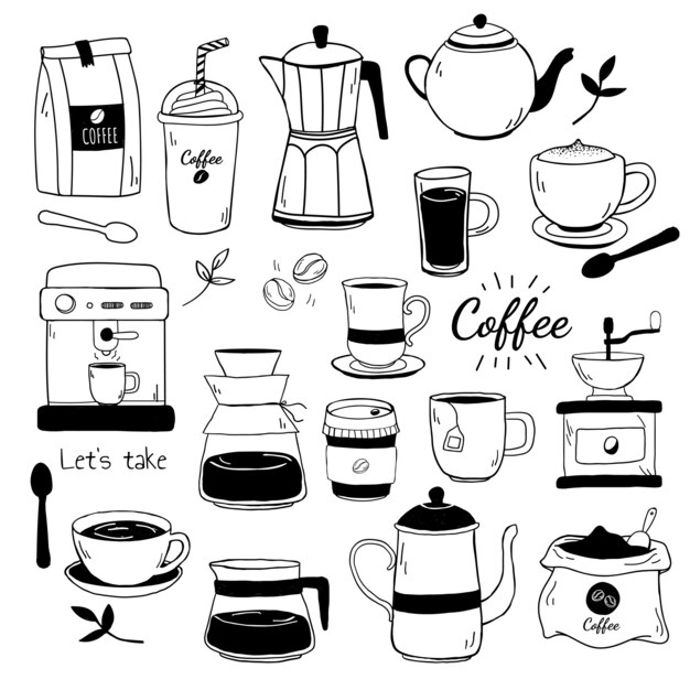 Café y café patrón vector