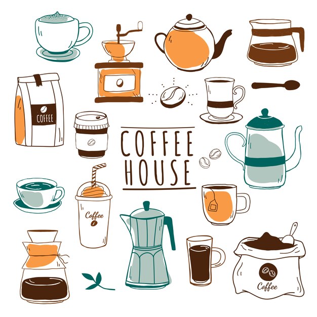 Café y café patrón vector