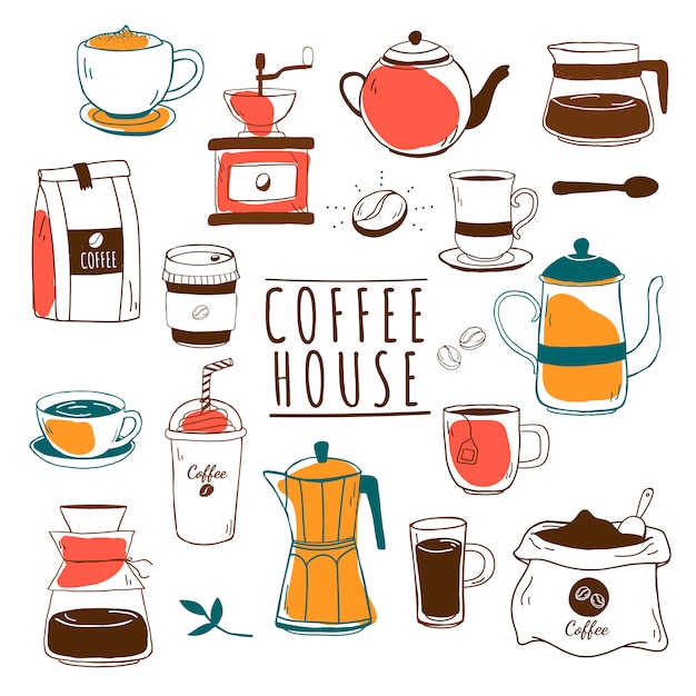 Café y café patrón vector