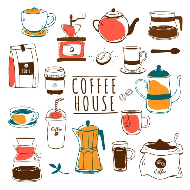 Café y café patrón vector
