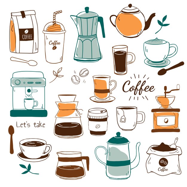 Café y café patrón vector