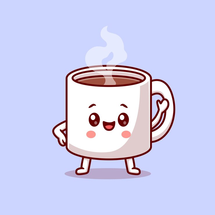 Vector gratuito café caliente lindo en taza icono vectorial de dibujos animados ilustración de bebida icono de comida vector plano aislado