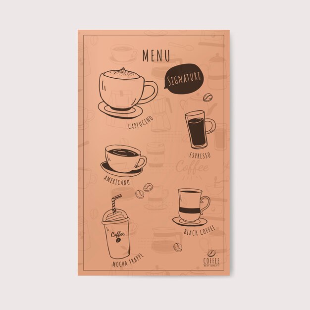 Cafetería y cafetería vector menú.