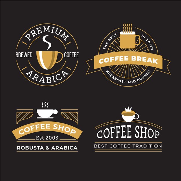 Cafetería retro logo set