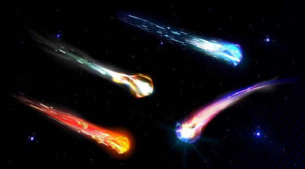 Caída de cometas, asteroides o meteoros con llamas
