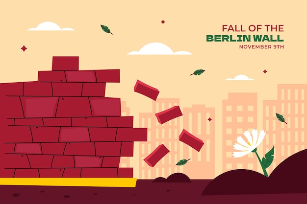 Caída plana del fondo del muro de berlín