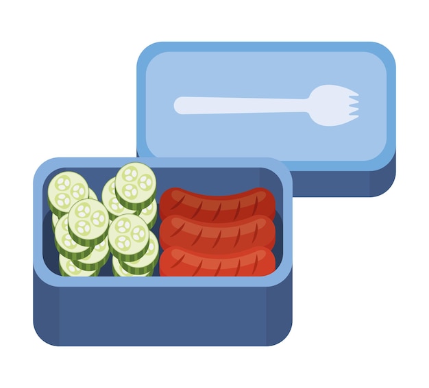 caja de almuerzo azul con comida