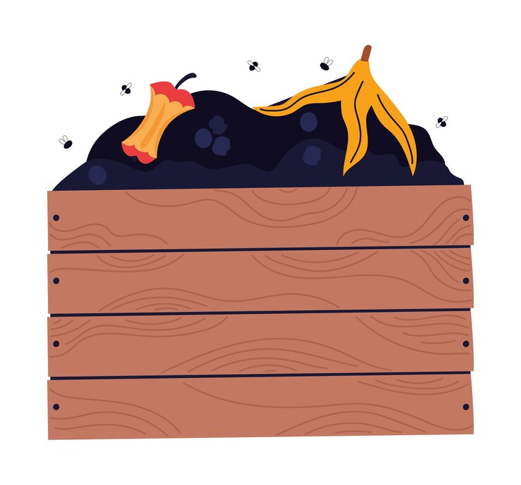 Vector gratuito caja de compost de madera