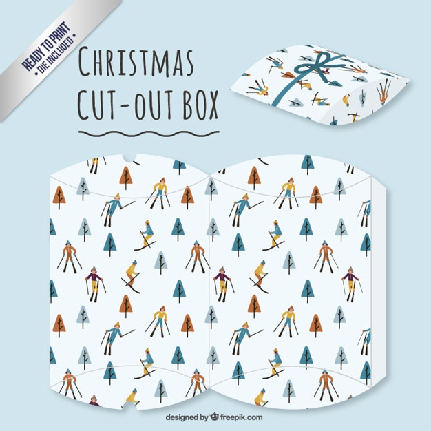 Caja de esquiador de navidad